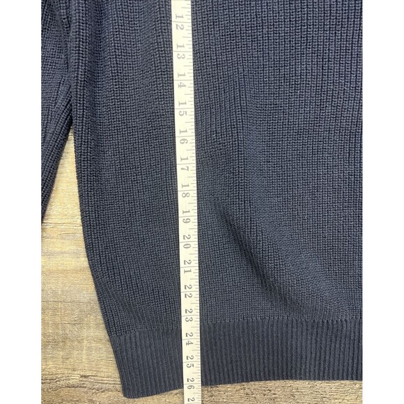 Banana Republic Factory Suede Shoulder Navy Blue Sweater Size Large - Picture 7 of 10